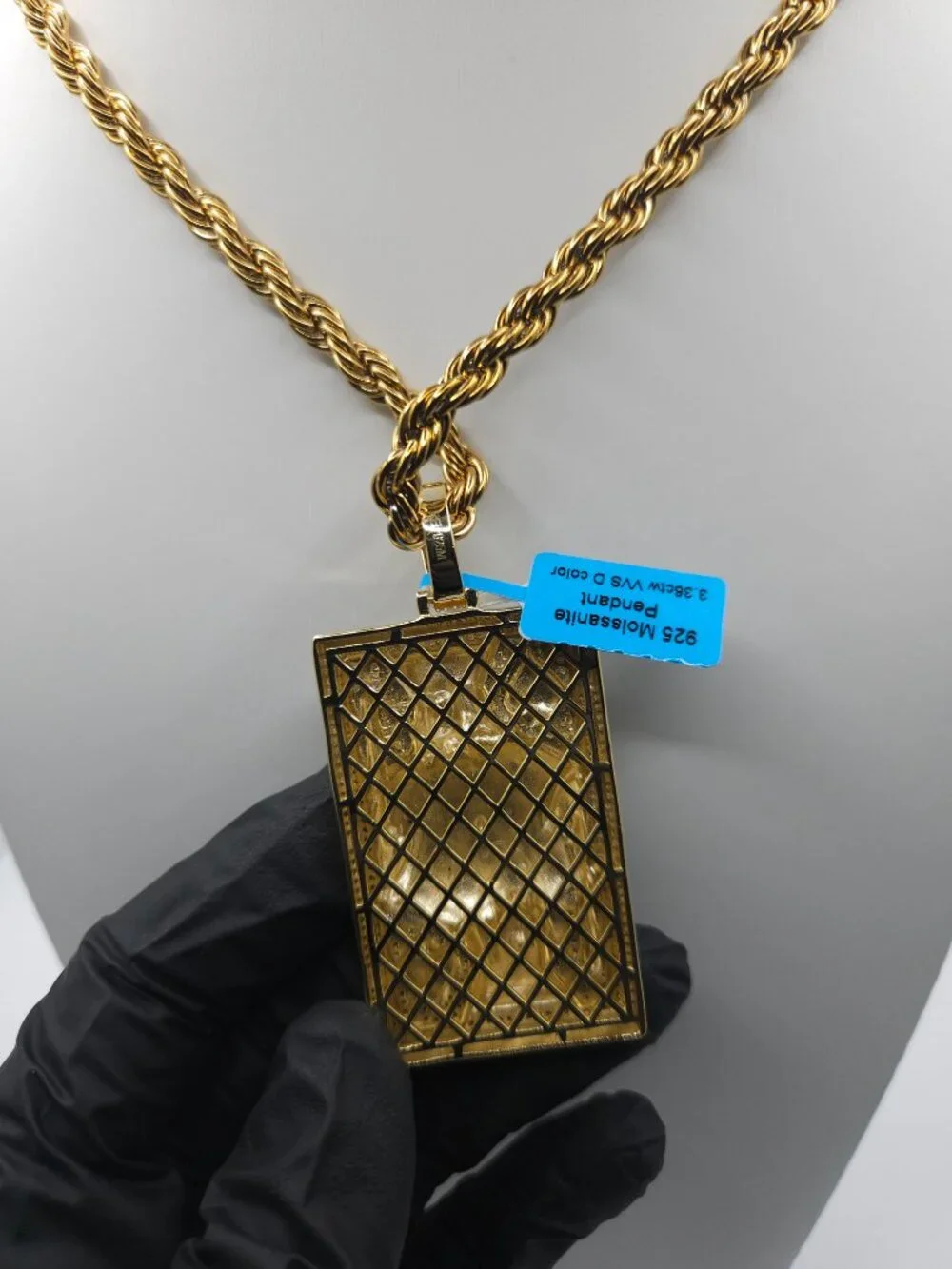 Moissanite King of Spades Card Pendant Chain Set S925 3.36ctw